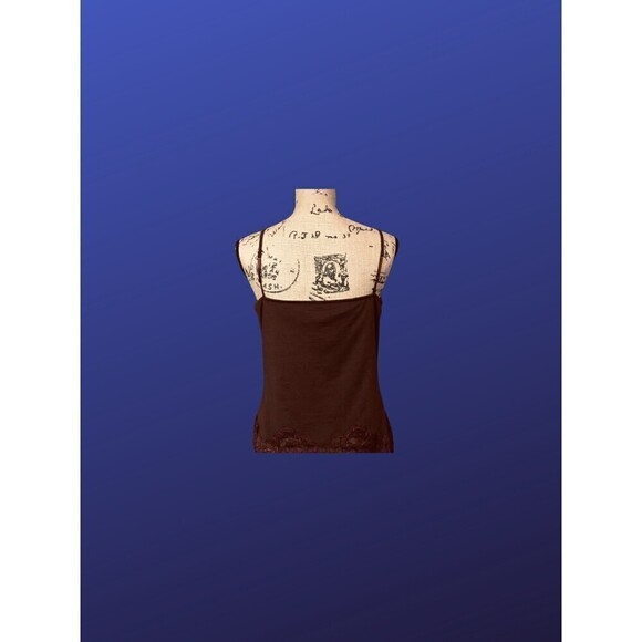 LXRI Silk Blend STRETCH CAMISOLE w/Lace Beading, DARK BROWN, Size L, NWOT - Picture 2 of 6